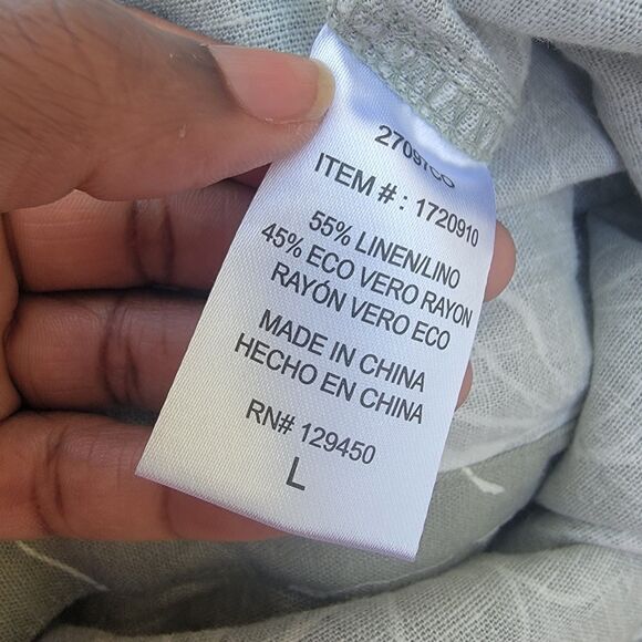 Ecothreads floral print linen blend button down sleeveless top wmns sz L - Picture 4 of 4